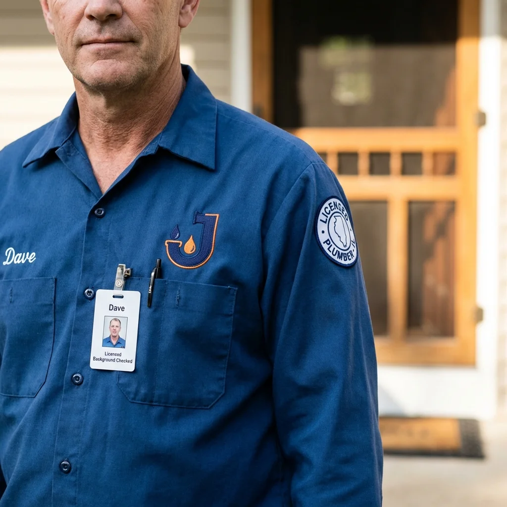 Licensed plumber showing ID badge in Wentzville, MO