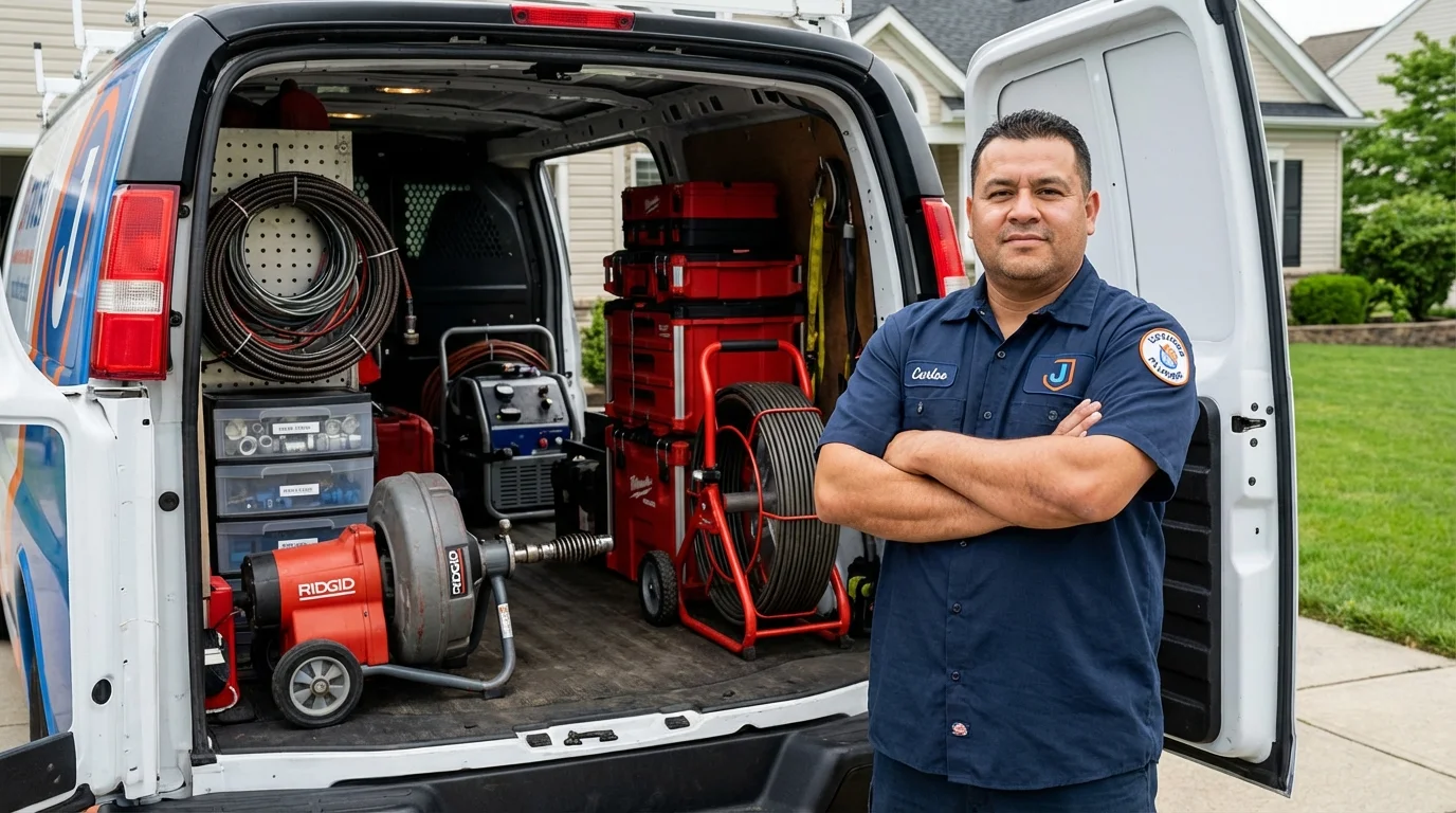 Professional drain cleaning equipment and Johns Plumbing LLC plumber in Wentzville