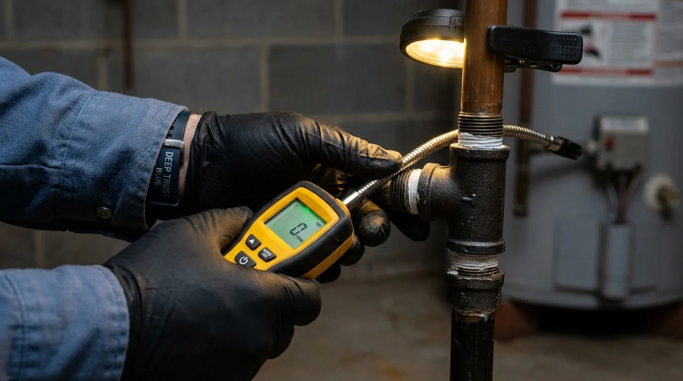 Gas leak detection with electronic sniffer by Johns Plumbing LLC in Wentzville