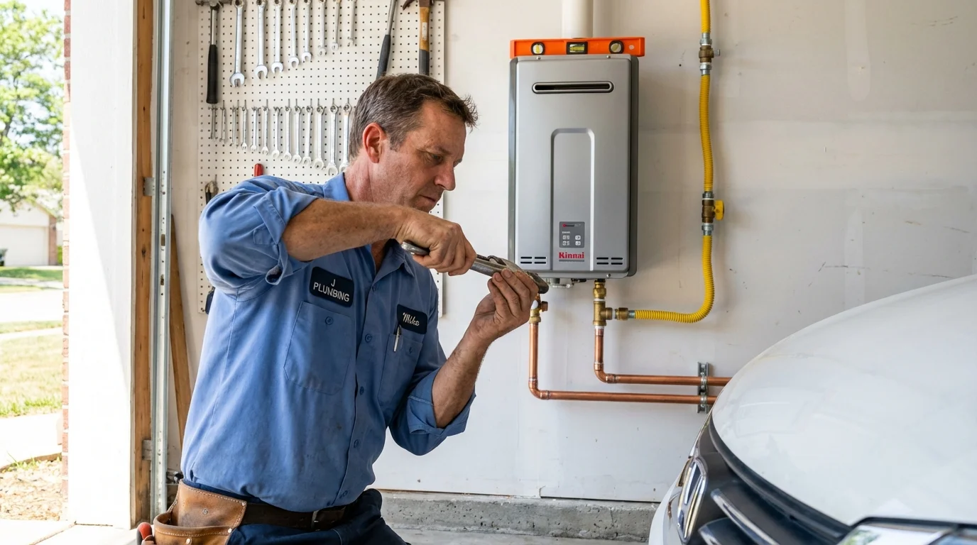 Tankless water heater installation by a Johns Plumbing LLC plumber in Wentzville